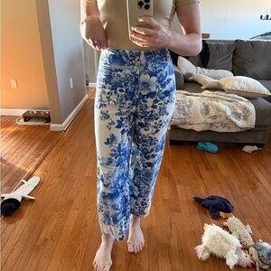 Anthropologie Maeve Colette Blue Floral Print Pants